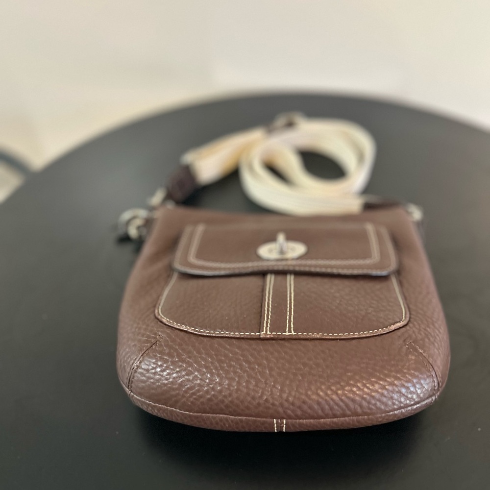 Coach pebbled brown leather crossbody bag